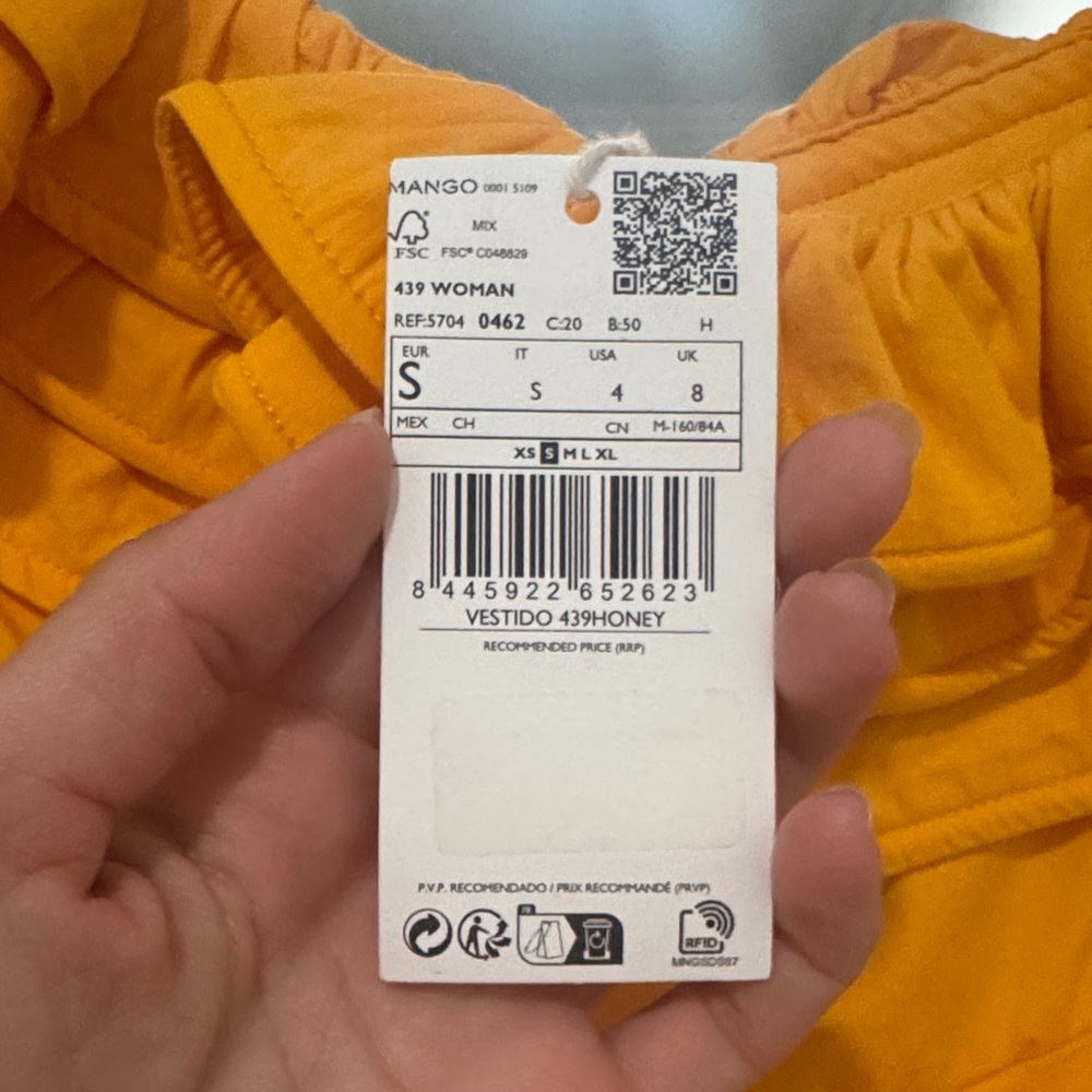 Mango One-Shoulder Ruffle Mini Dress in Orange - Picture 6 of 7